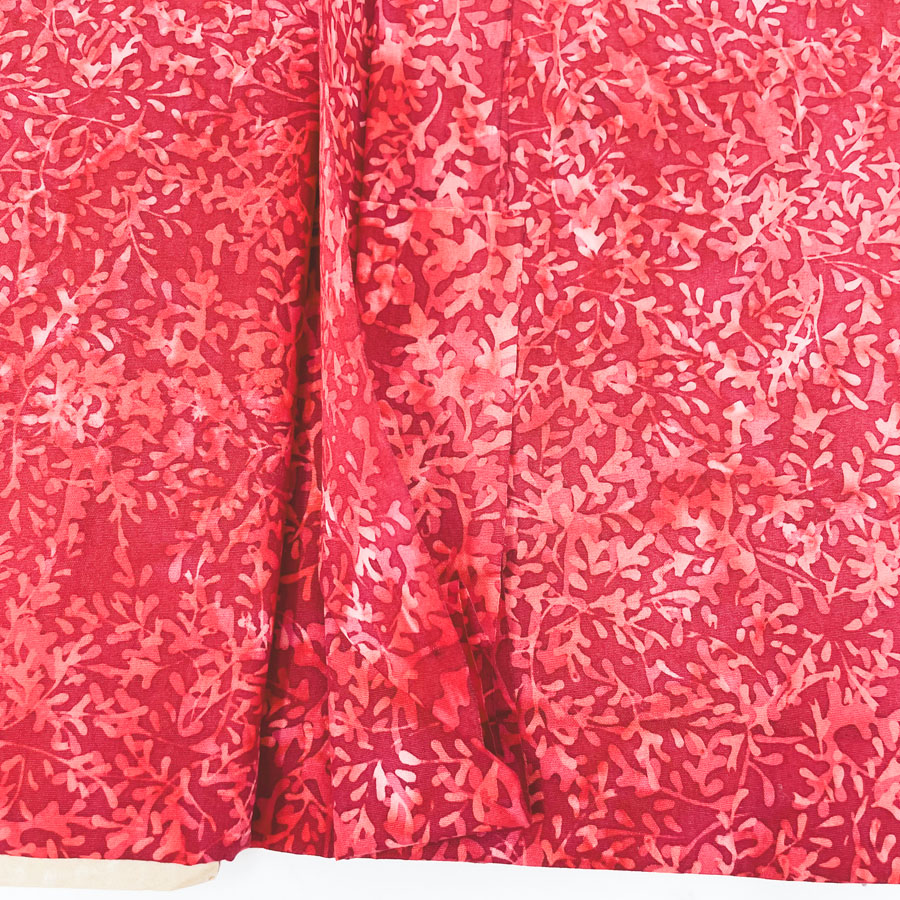 1 yd - Dark Red Branch Pattern Batik Cotton Fabric