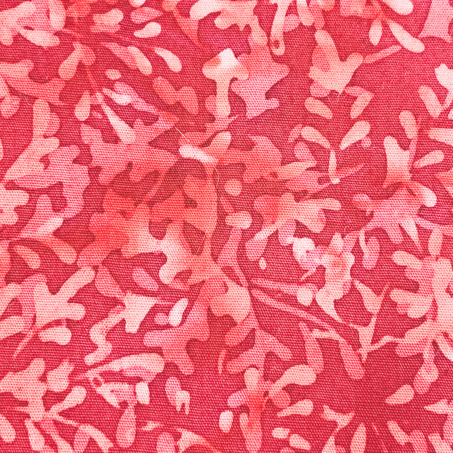 1 yd - Dark Red Branch Pattern Batik Cotton Fabric