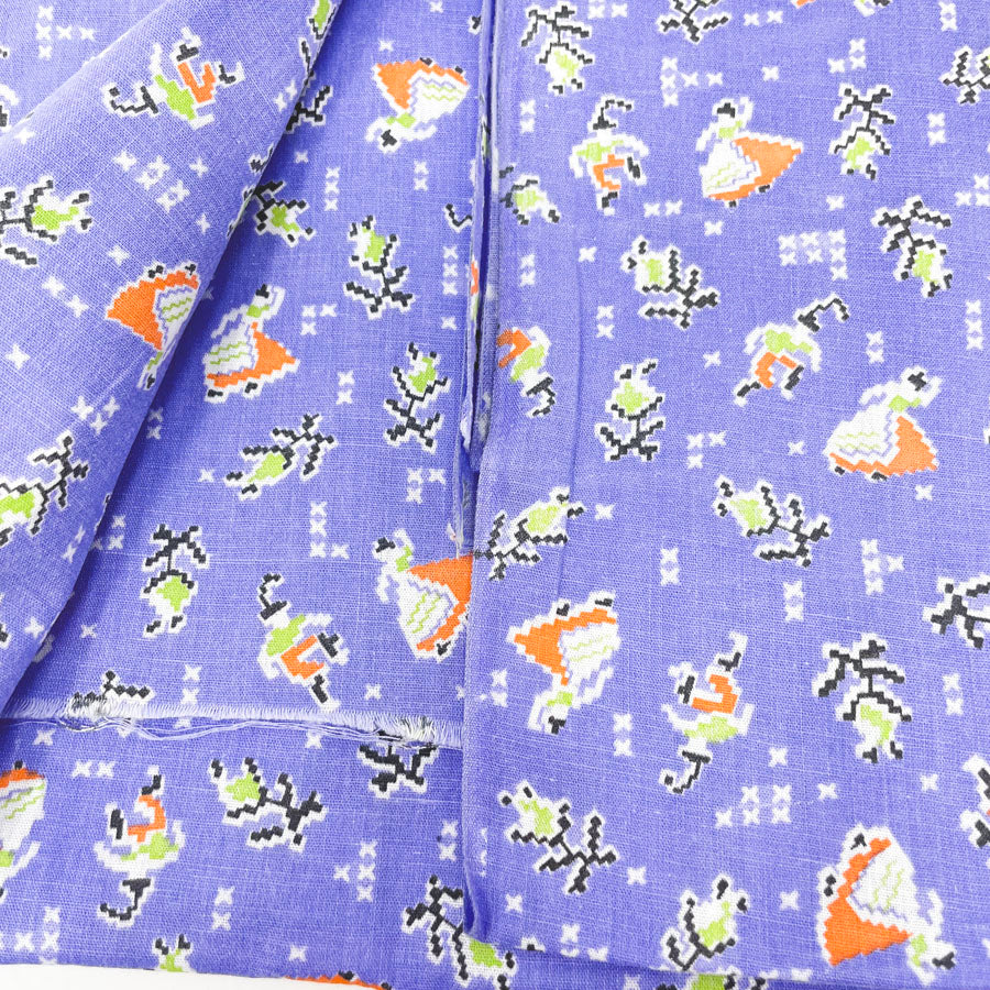 1 yd - Purple Dancing Figures Cotton Fabric