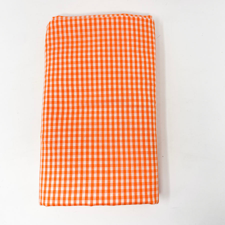 4 yds - Orange and White Gingham Fabric