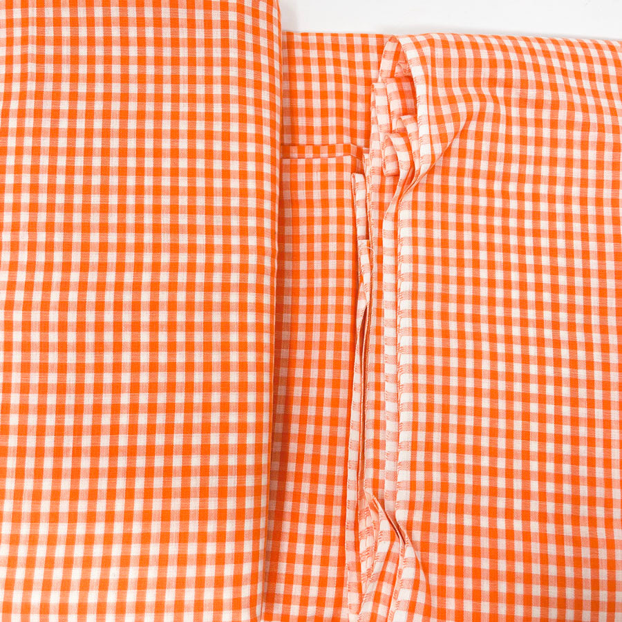 4 yds - Orange and White Gingham Fabric