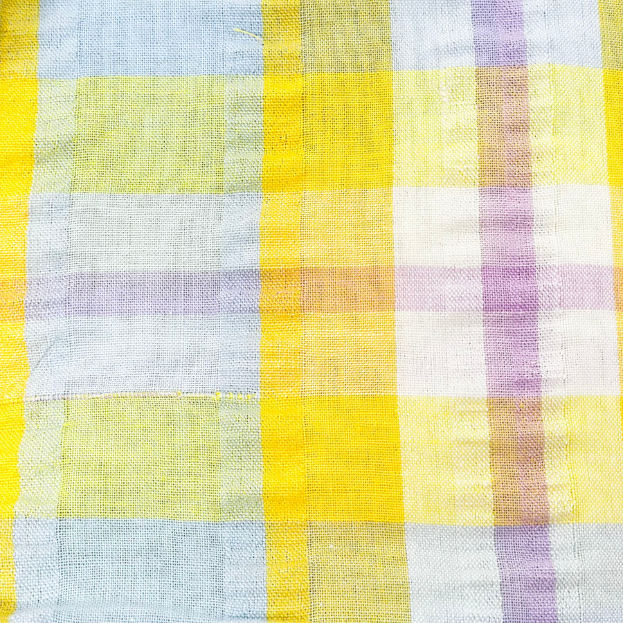 2.5 yds - Yellow and Blue Plaid Seersucker Fabric