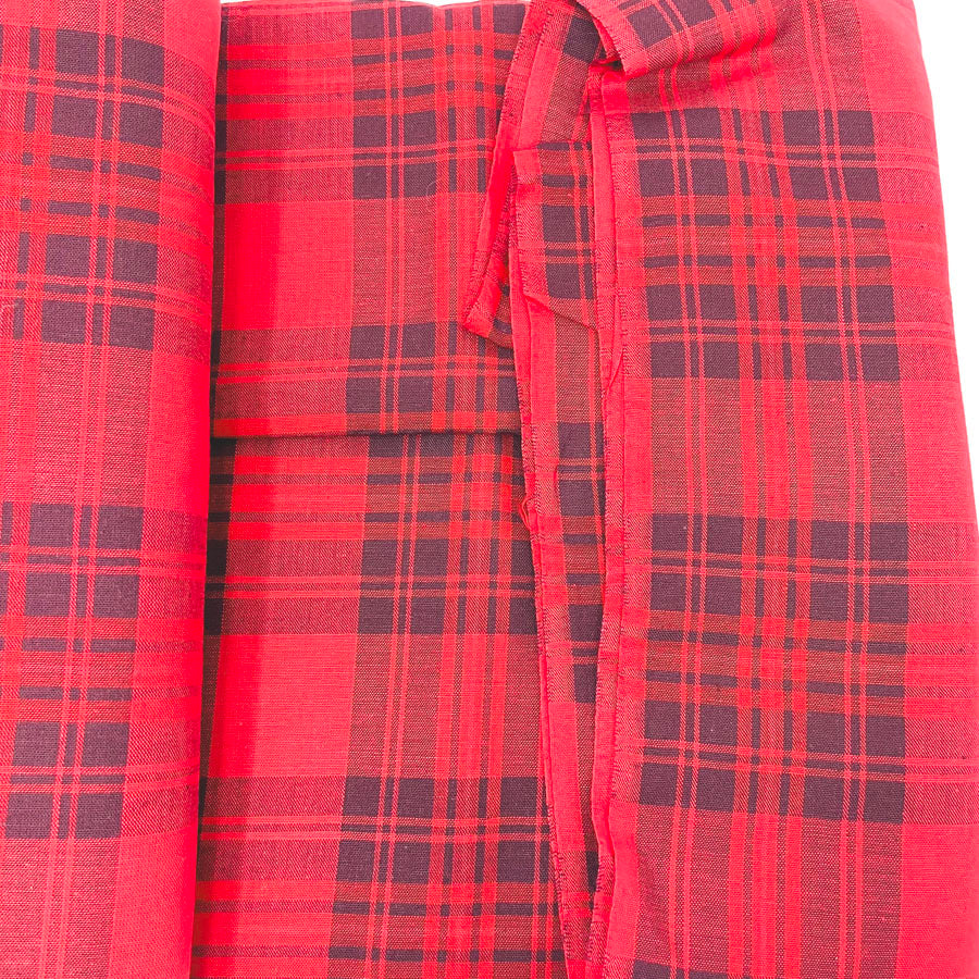 5.5 yds - Black and Red Plaid Fabric