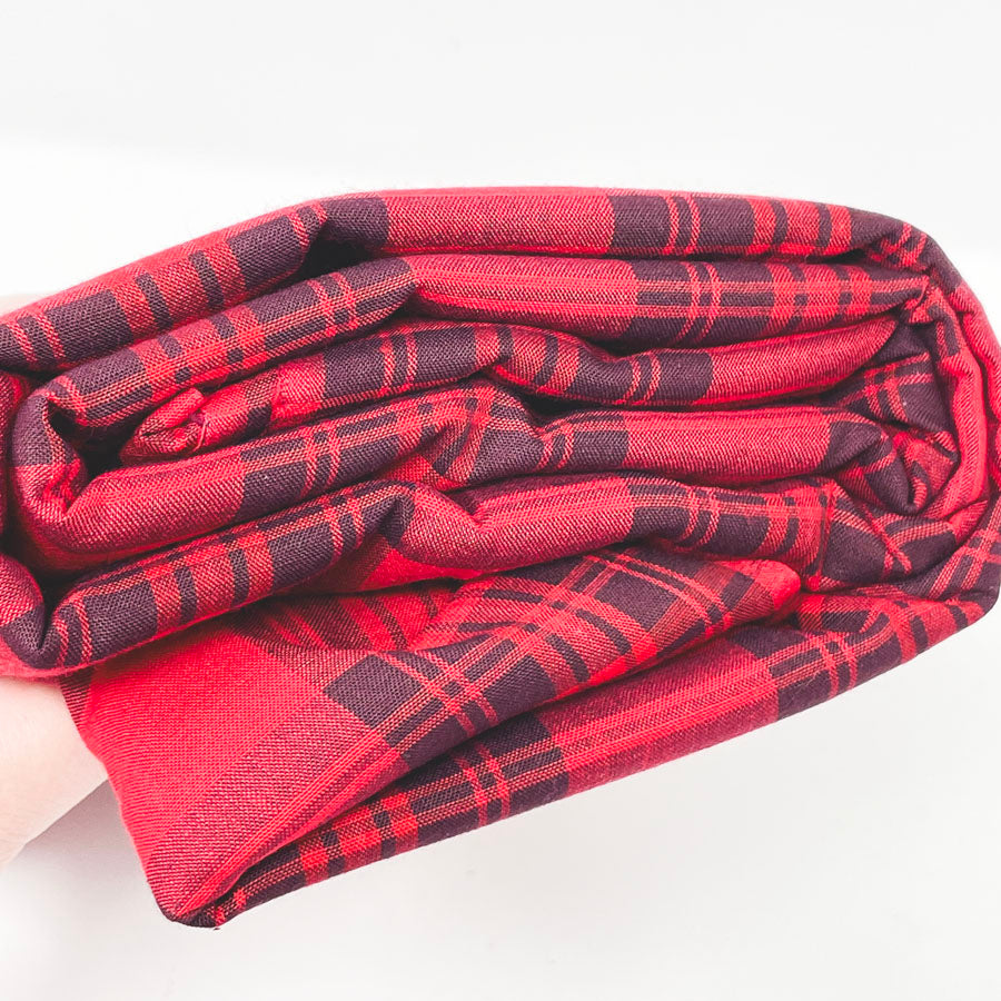 5.5 yds - Black and Red Plaid Fabric