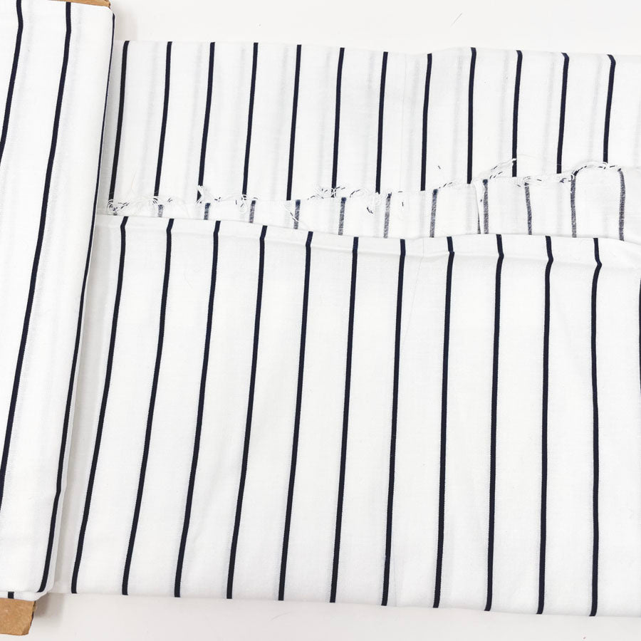 2 yds - White with Navy Stripe Fabric