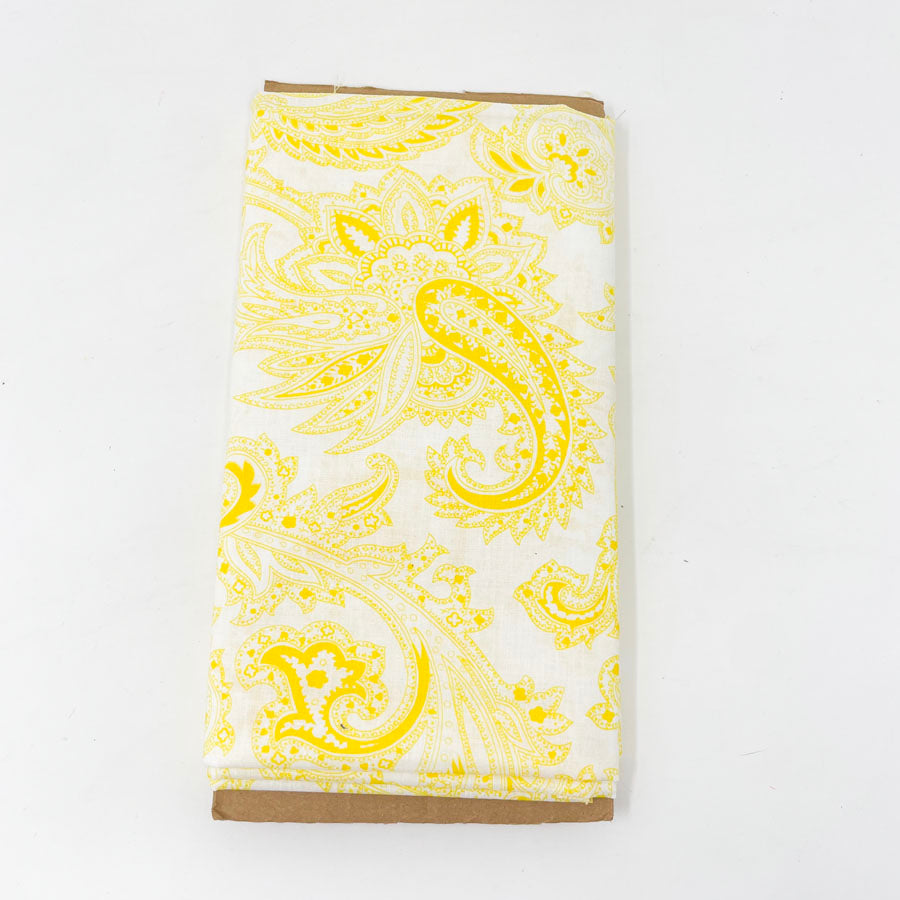 1 yd - Yellow Paisley Lightweight Cotton Fabric