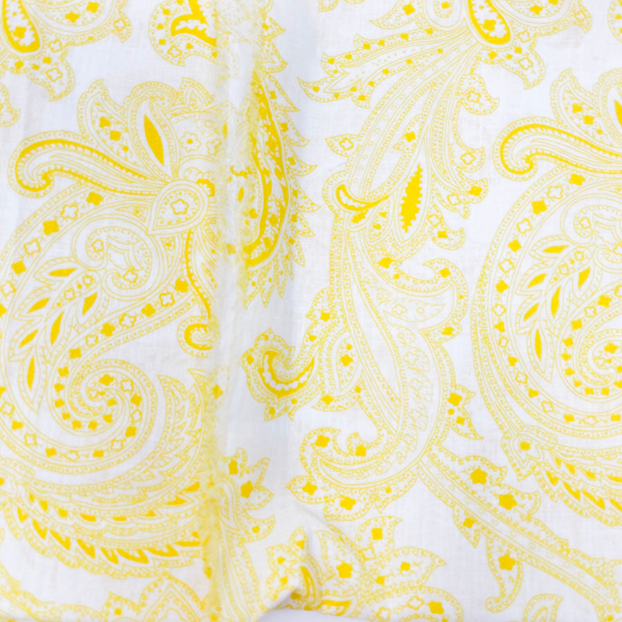 1 yd - Yellow Paisley Lightweight Cotton Fabric