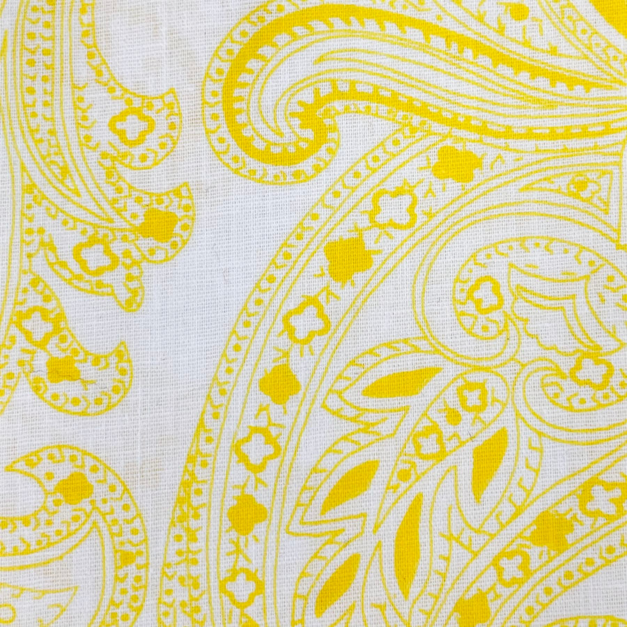 1 yd - Yellow Paisley Lightweight Cotton Fabric