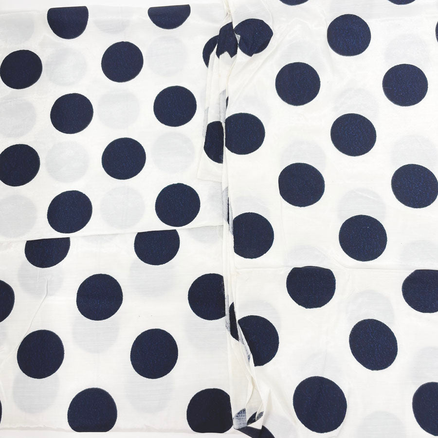 1 yd - White with Navy Dot Formal Fabric