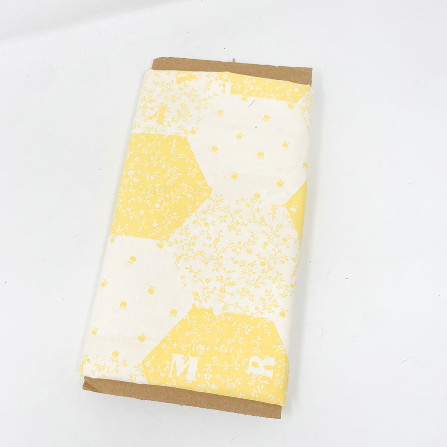 2.5 yds - Yellow and White Hexagon Cotton Fabric