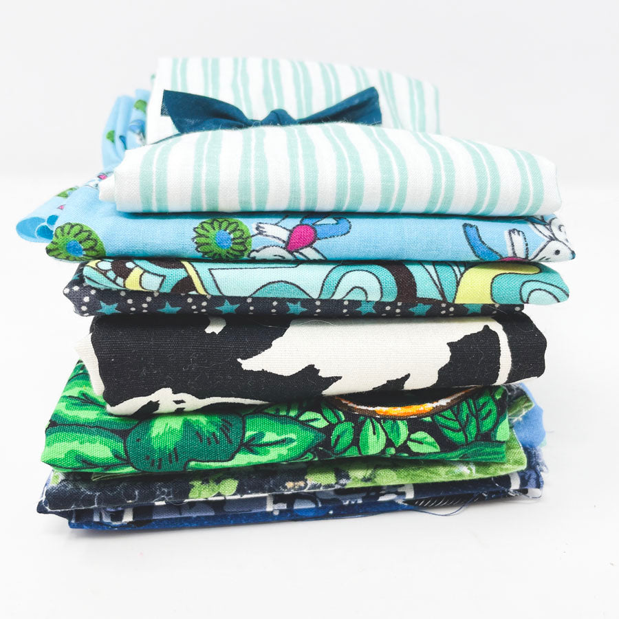 Blue/Green/Black Fabric Bundle - Asst. Sizes