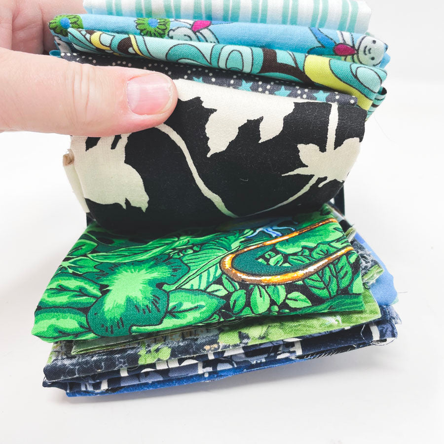 Blue/Green/Black Fabric Bundle - Asst. Sizes