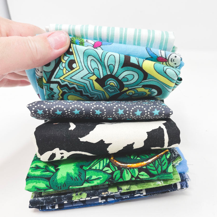 Blue/Green/Black Fabric Bundle - Asst. Sizes