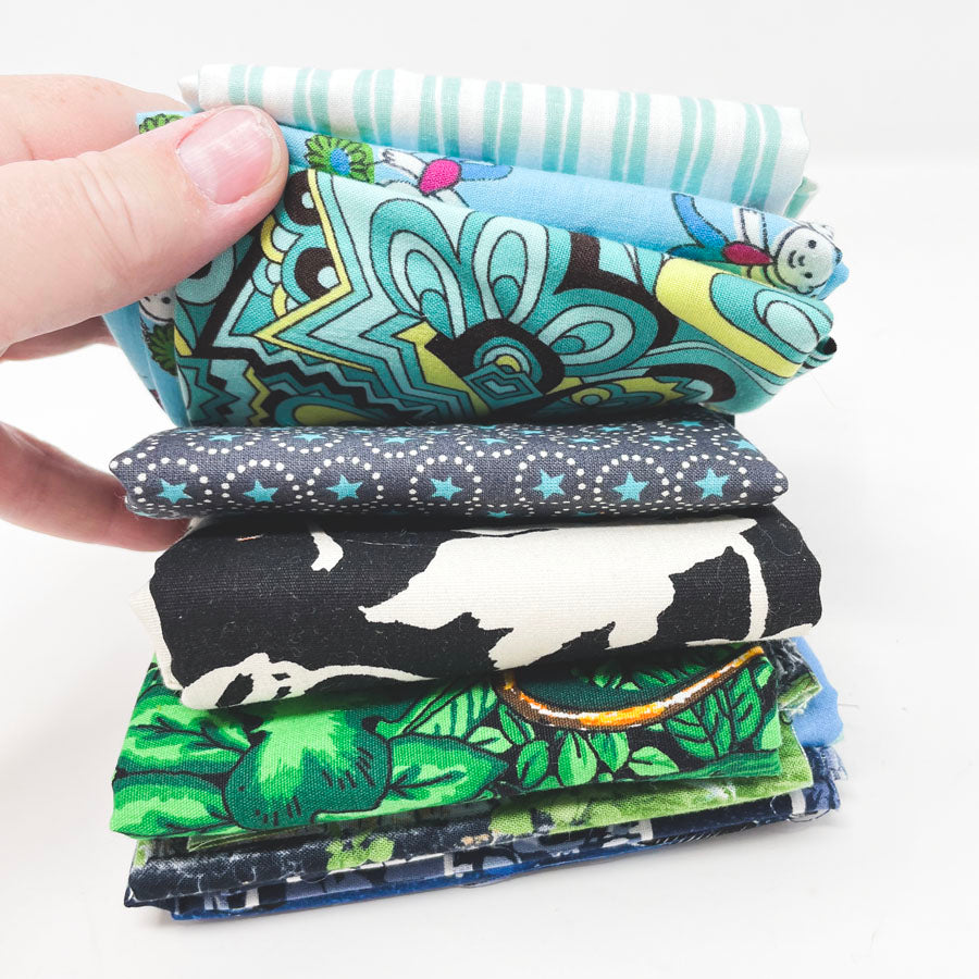 Blue/Green/Black Fabric Bundle - Asst. Sizes