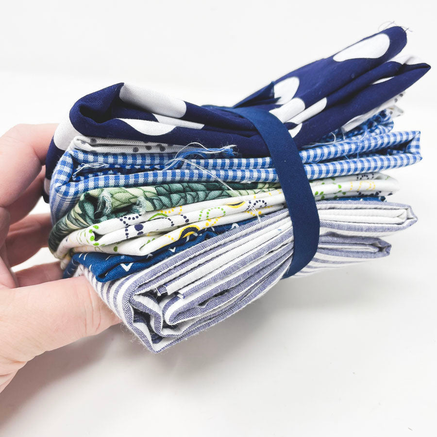 Dark Blues Fabric Bundle - Asst. Sizes