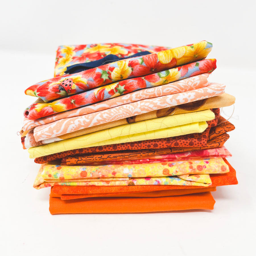 Bright Orange & Yellow Fabric Bundle - Asst. Sizes