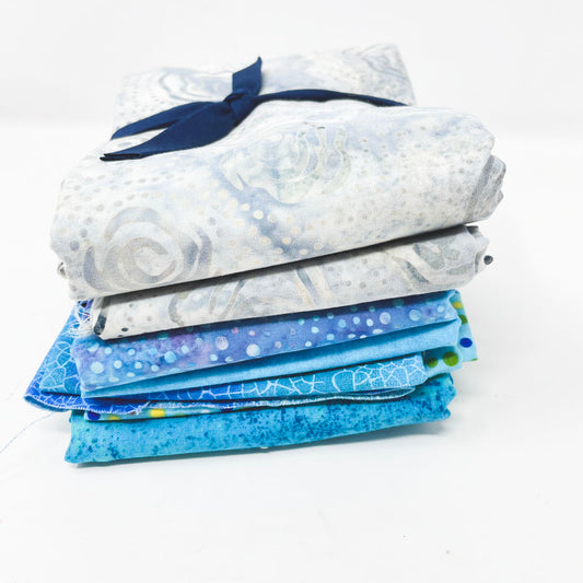 Batik and Bright Blues Fabric Bundle - Asst. Sizes