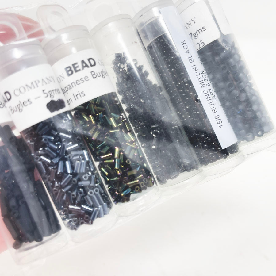 Black Tone Round Tube Bead Pack Bundle