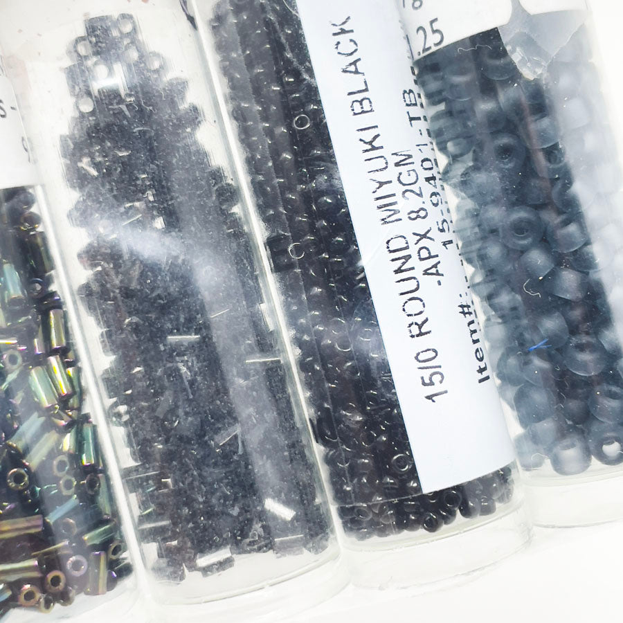 Black Tone Round Tube Bead Pack Bundle