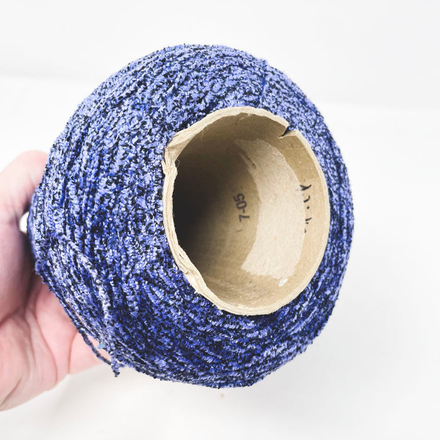 Blue and Black Speckled Cone Yarn