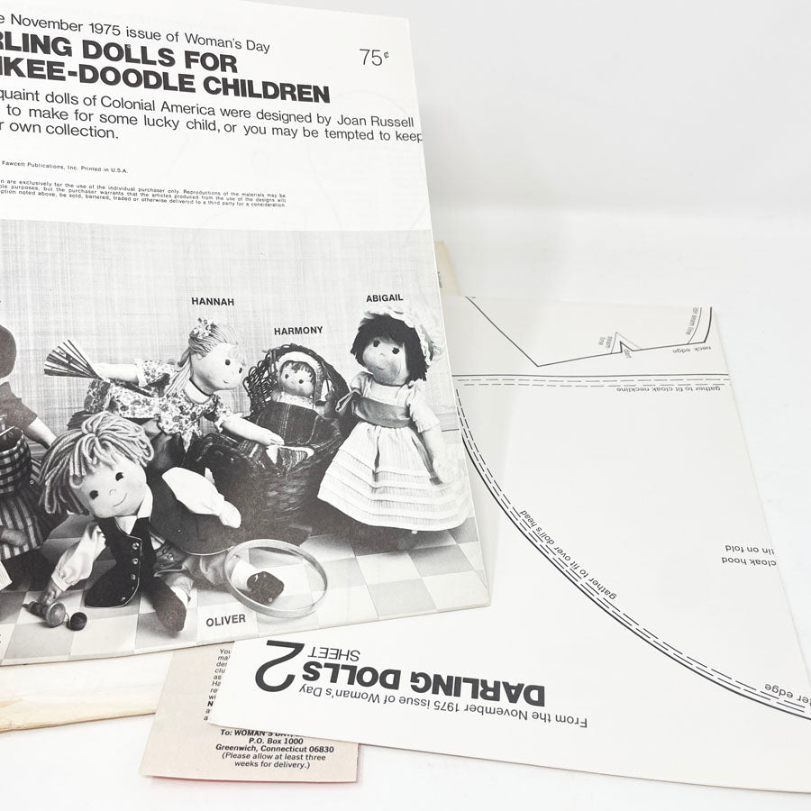 1975 Woman's Day Doll Pattern - Yankee Doodle Children