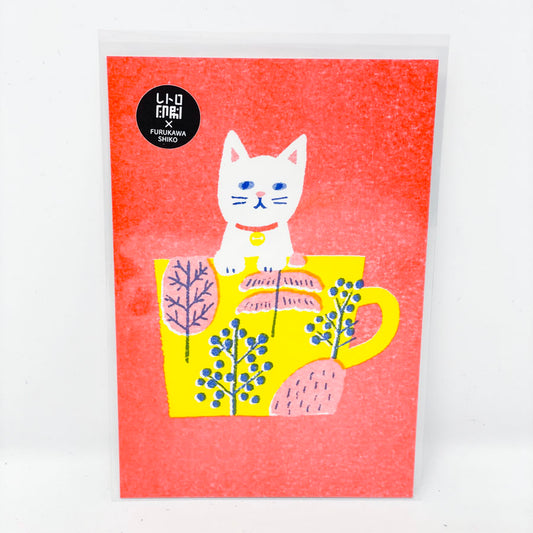 NEW // Cup Cat Postcard by Furukawa Shiko