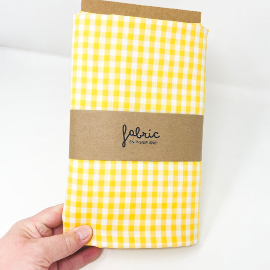 6.5 yd - Yellow and White Gingham Fabric