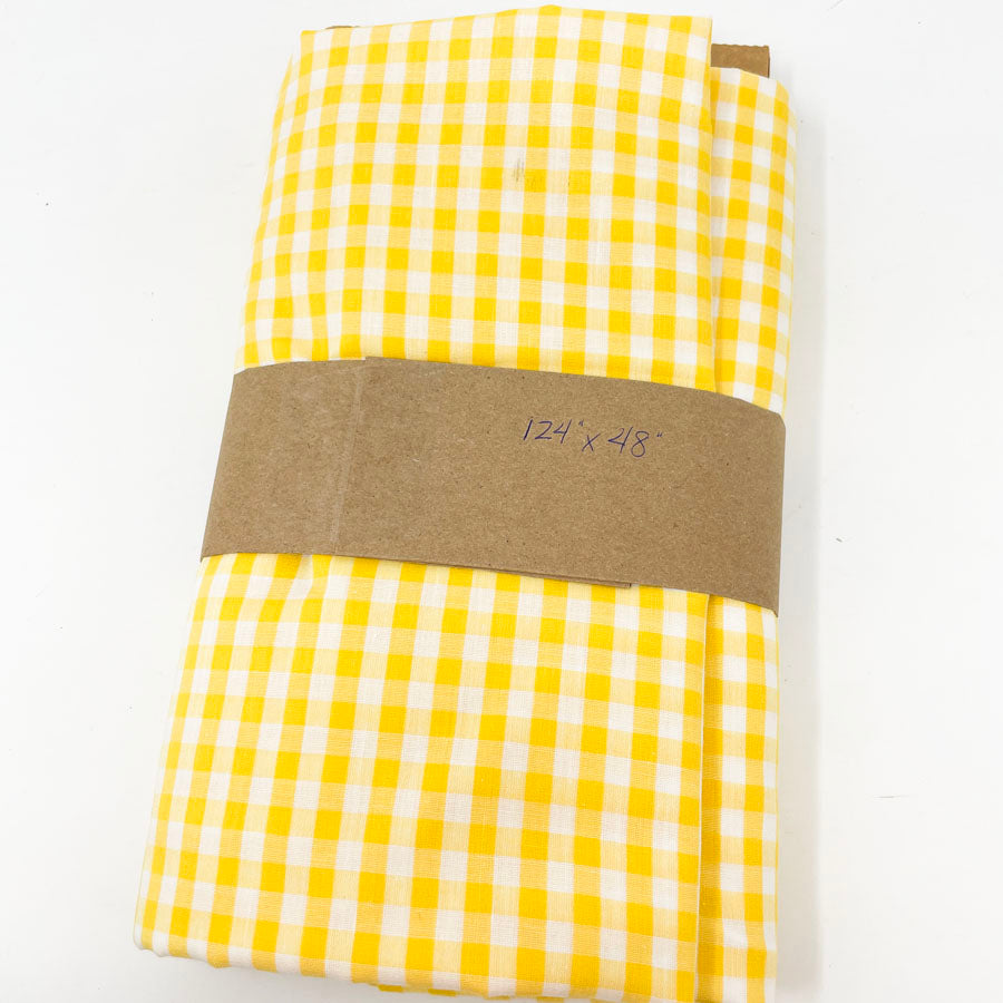 6.5 yd - Yellow and White Gingham Fabric