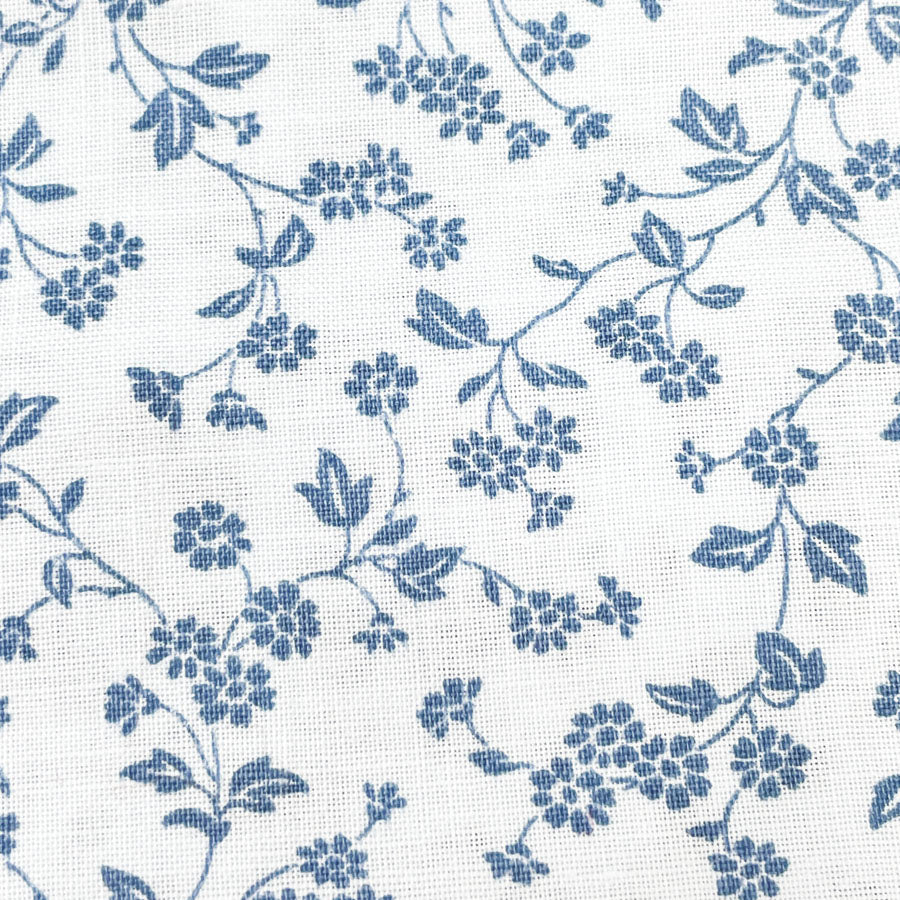 8.5 yd - Blue Floral Cotton Fabric