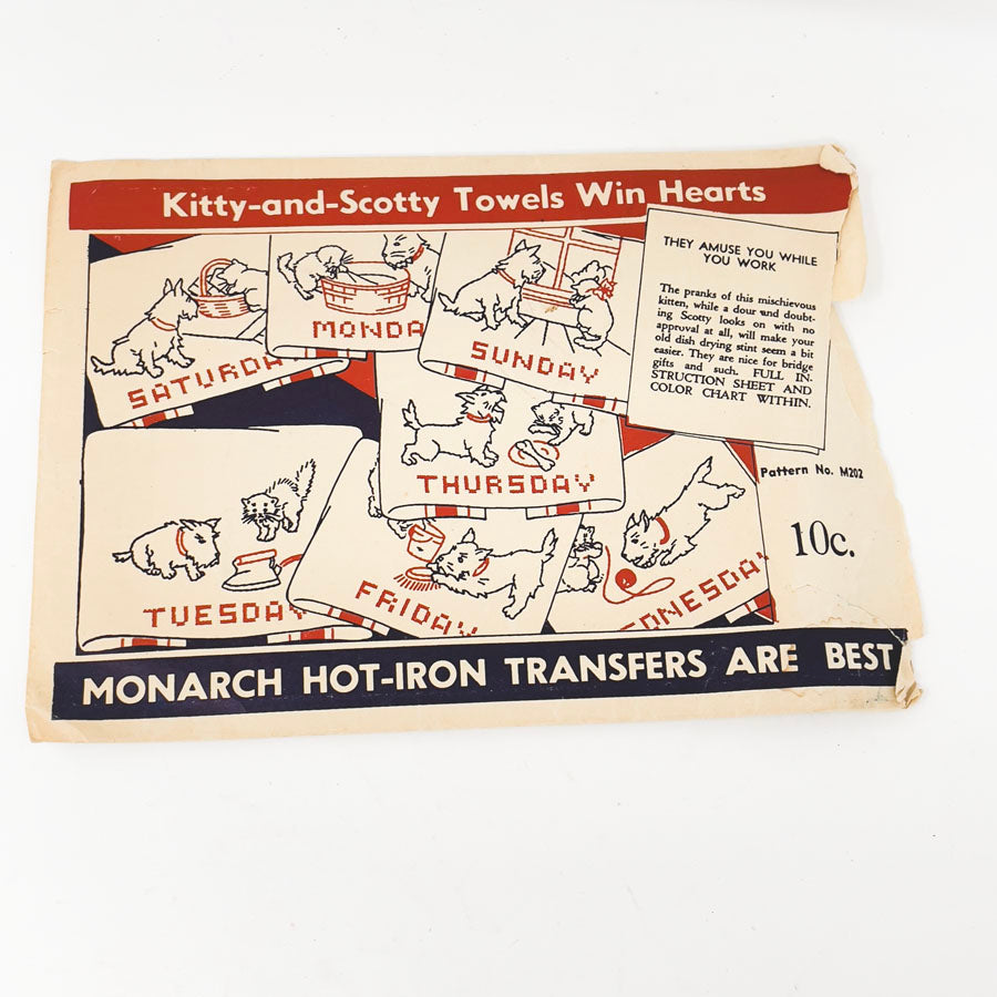 Kitty-and-Scotty Towels M202- Monarch Transfer Patterns