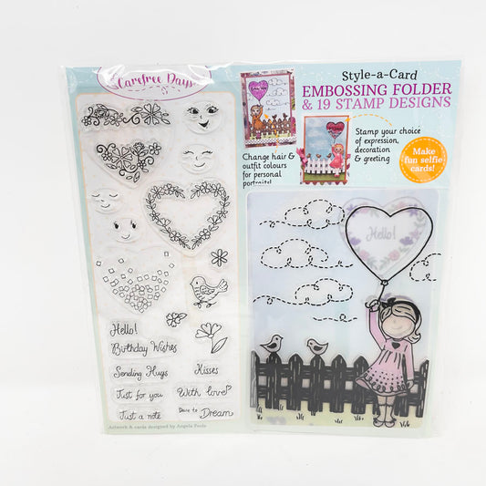 Carefree Days Cling Stamp and Embossing Folder Set