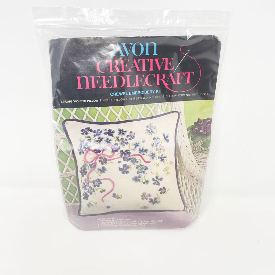 Spring Violets Pillow Avon Crewel Kit