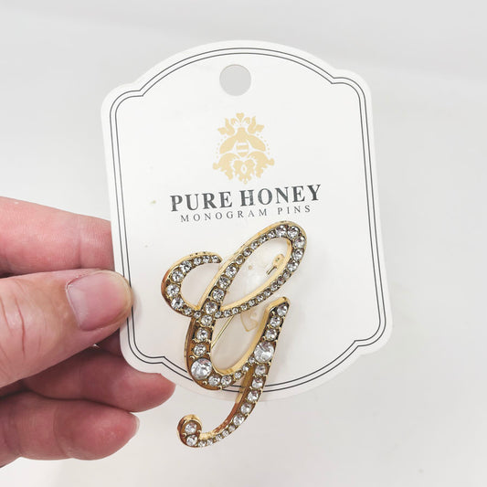 Pure Honey Monogram Pin - G