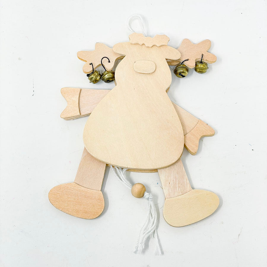 Unfinished Wood Reindeer Pull Toy Craft