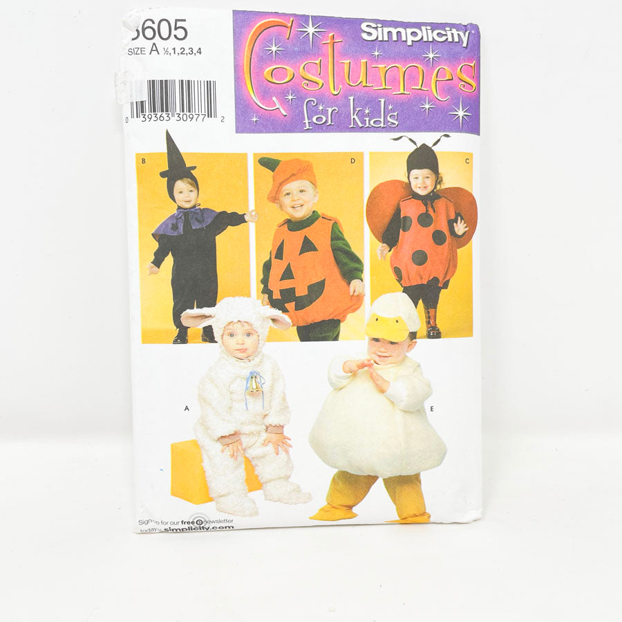 Simplicity 3605 Sewing Pattern - Toddler Halloween Costume (1/2-4)