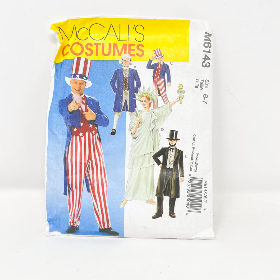 McCalls M6143 Sewing Pattern - Kids Liberty Costume (6-7)