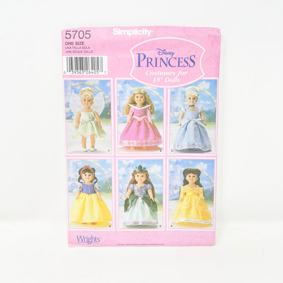 Simplicity 5705 Sewing Pattern - Princess Doll Clothes