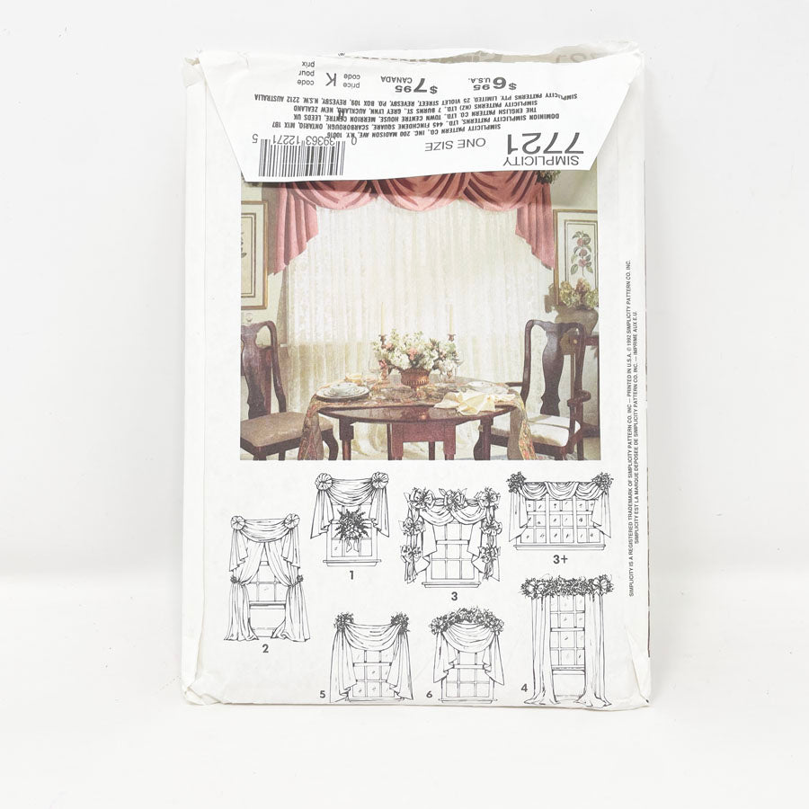 Simplicity 7721 Sewing Pattern - Curtain Swag