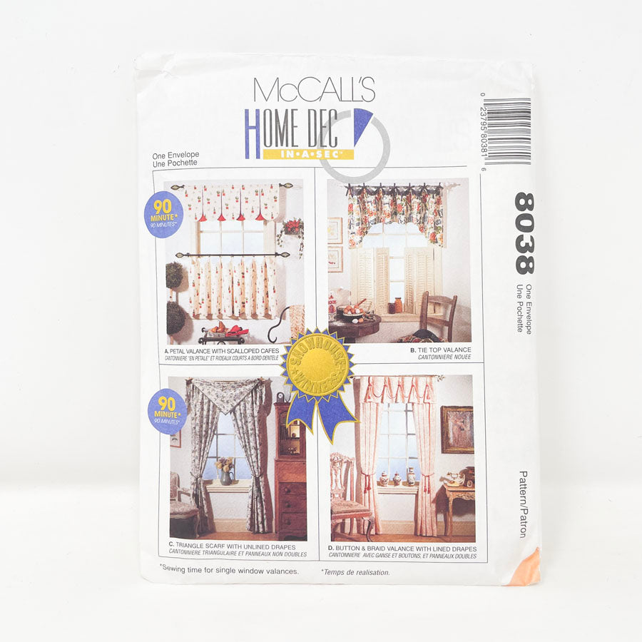 McCall's 8038 Sewing Pattern - Window Coverings