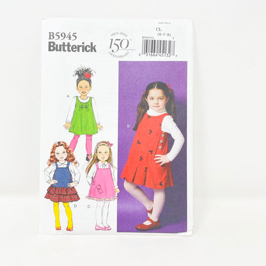 Butterick B5945 Sewing Pattern - Kids Dress (6-8)