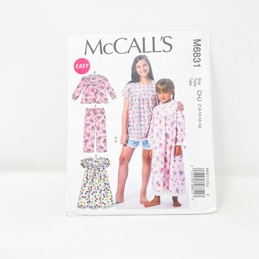 McCall's M6831 Sewing Pattern - Child's PJs (7-14)