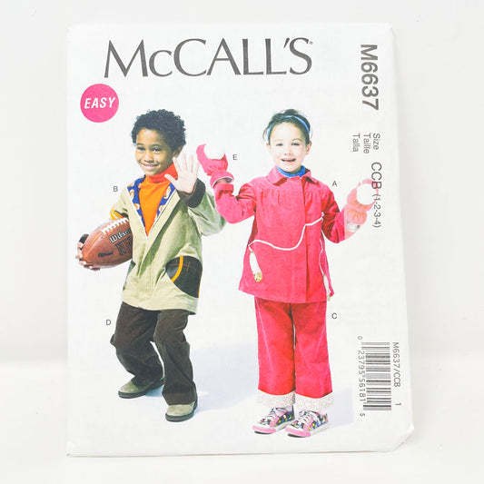 McCall's M6637 Sewing Pattern - Child's Outerwear (1-4)