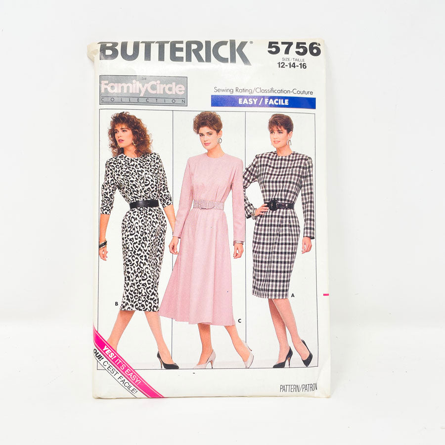 Vintage Butterick 5756 Sewing Pattern - Dress (12-16)