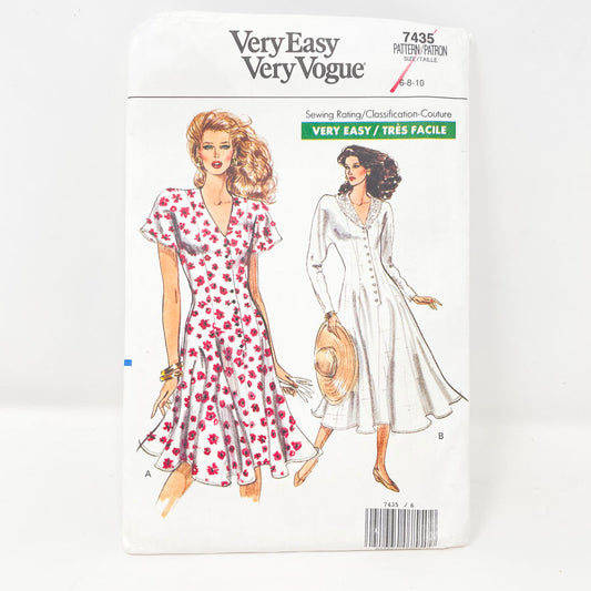 Vogue 7435 1980s Sewing Pattern - Dress (6-10)