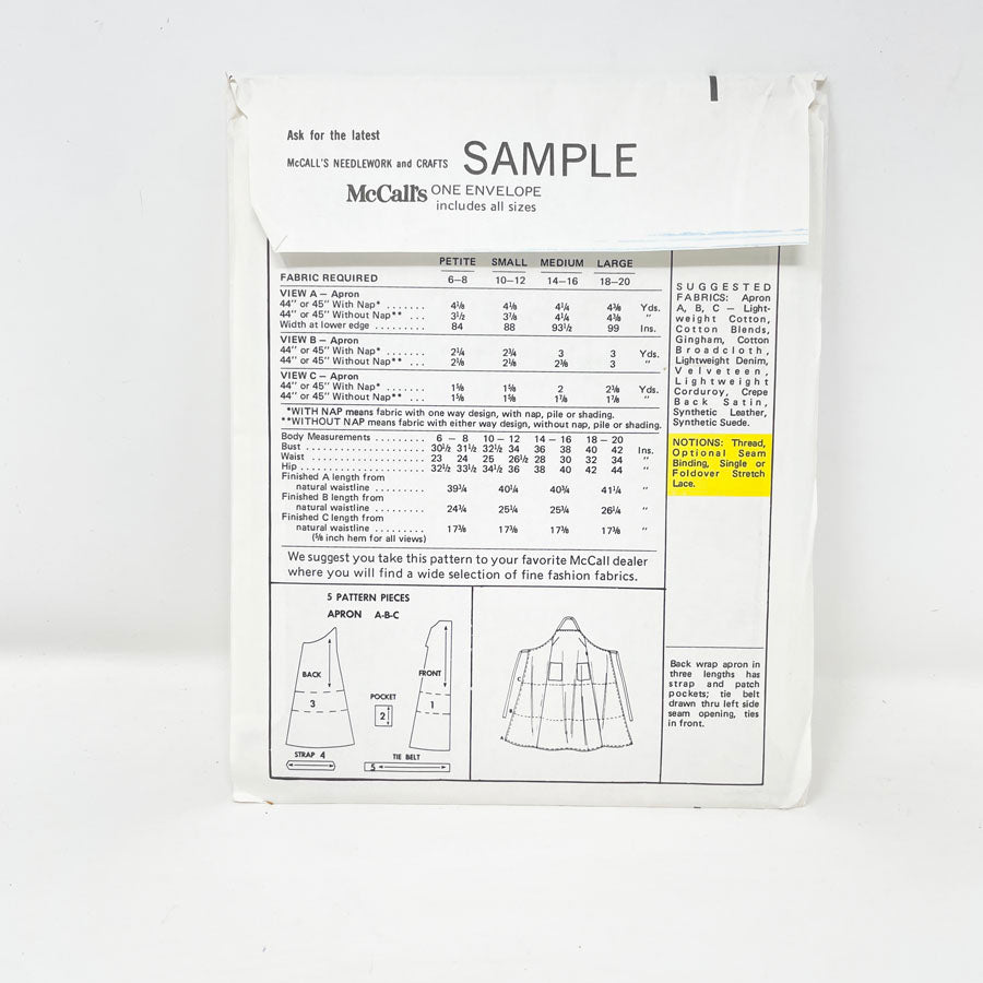 Vintage McCall's Sewing Pattern - Butcher's Apron