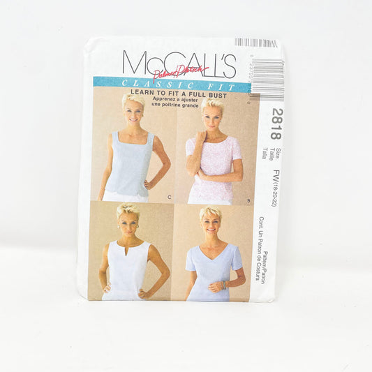 McCall's 2818 Sewing Pattern - Top (18-22)