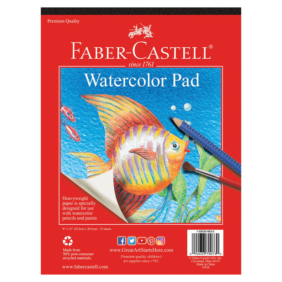 NEW // Faber-Castell Watercolor Paint Paper Pad 9" x 12" - Heavy-Duty 15 Pages