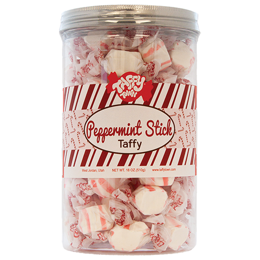 Peppermint Stick Taffy Town Taffy Jar