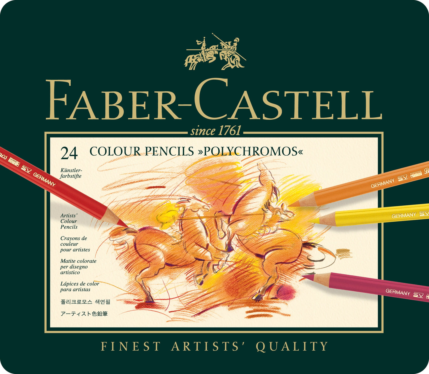 NEW // Faber-Castell Polychromos Artists' Color Pencils, Tin of 24